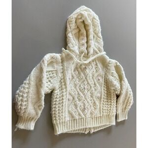 Robinit Size 24 mo. Sweater Vintage Pullover Hoodie Cable Knit With Flowers Girl